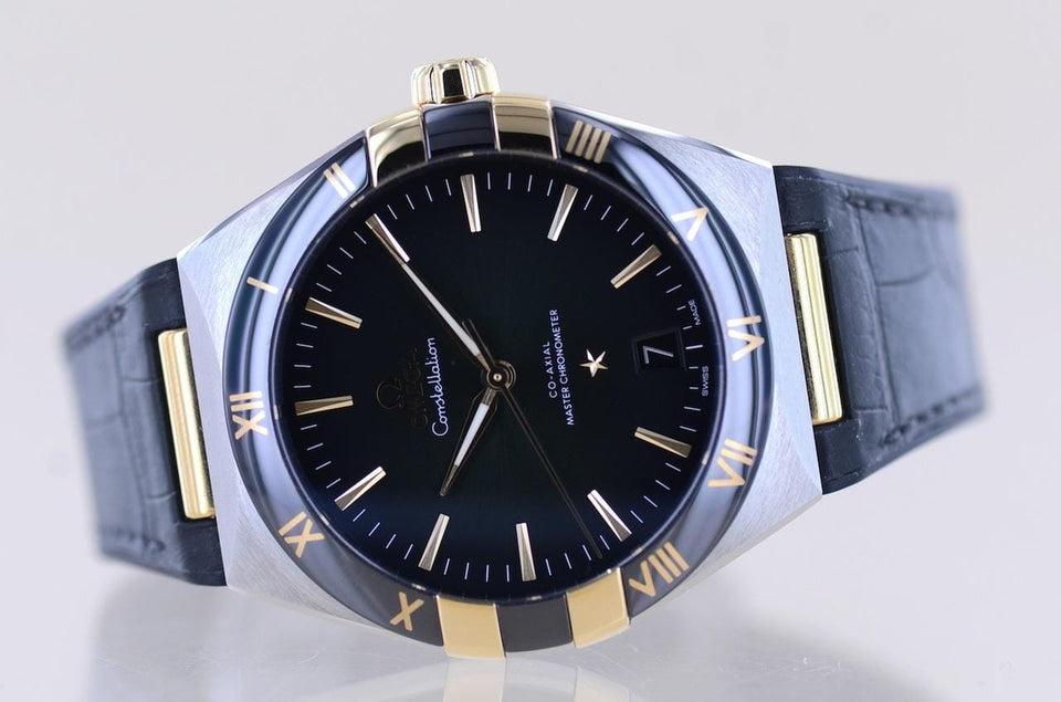 Omega Constellation41mm Black Gold Ceramic Green Dial Chronometer B+P