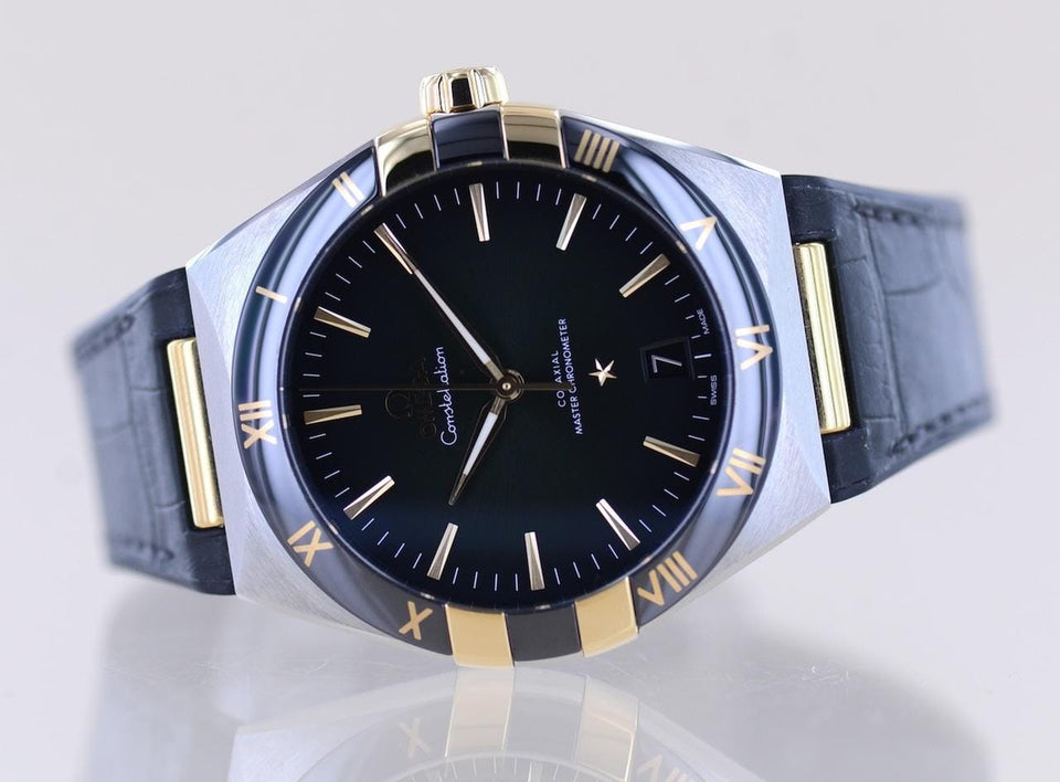 Omega Constellation41mm Black Gold Ceramic Green Dial Chronometer B+P