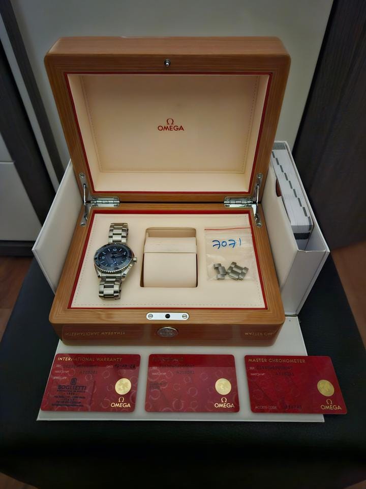 Omega Seamaster Planet Ocean600m Co-axial Master Summer Blue Full Set-2023-ungetragen-5 Jahre Garantie gemäß Omega