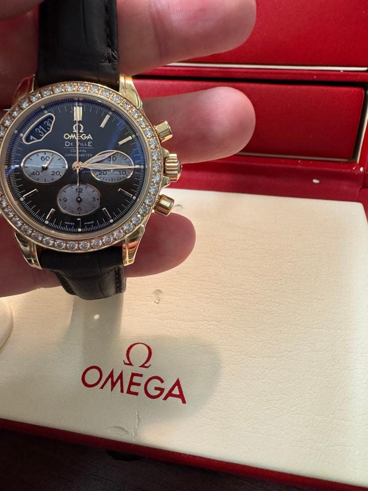 Omega De Ville Co-Axial Chronograph Uhr mit Box und Rechnung