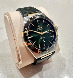 Omega Constellation18k Gold & Green Alligator - Co-Axial Master Chronometer