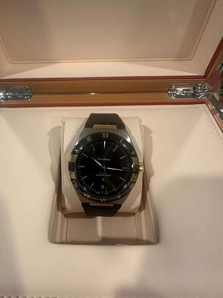 Omega Constellation18k Gold & Green Alligator - Co-Axial Master Chronometer