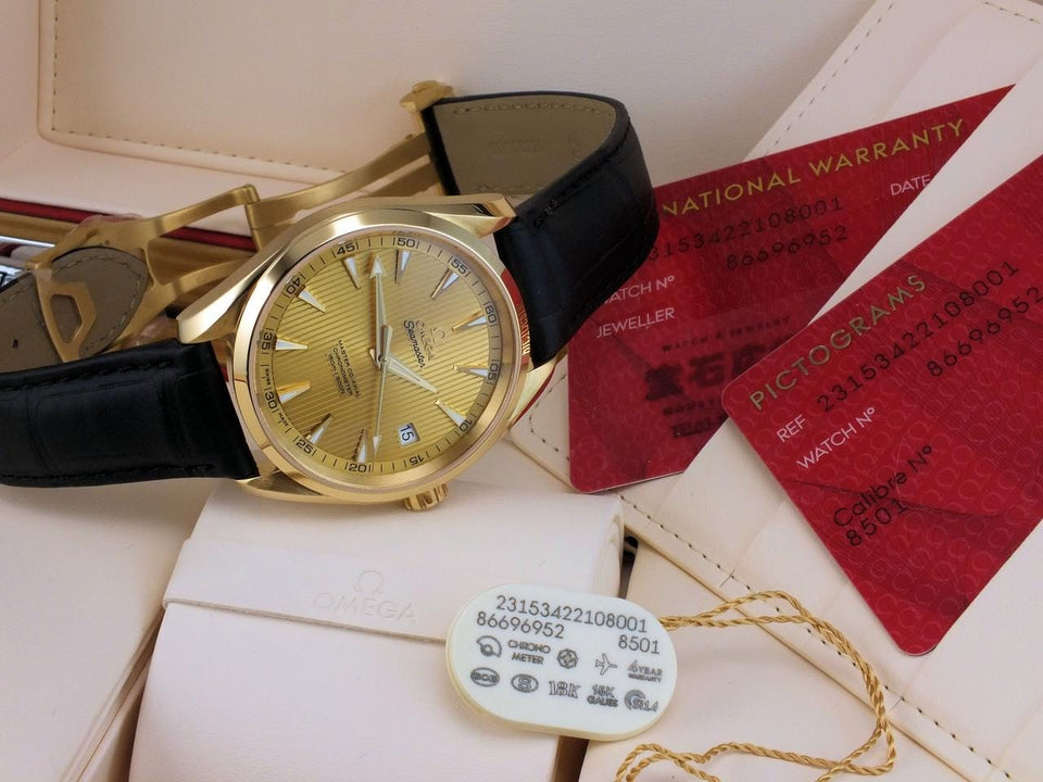 Omega Seamaster Aqua Terra Master Co-axial NOS Full GOLD 18 K + Buckle 18 K Full Set NOS