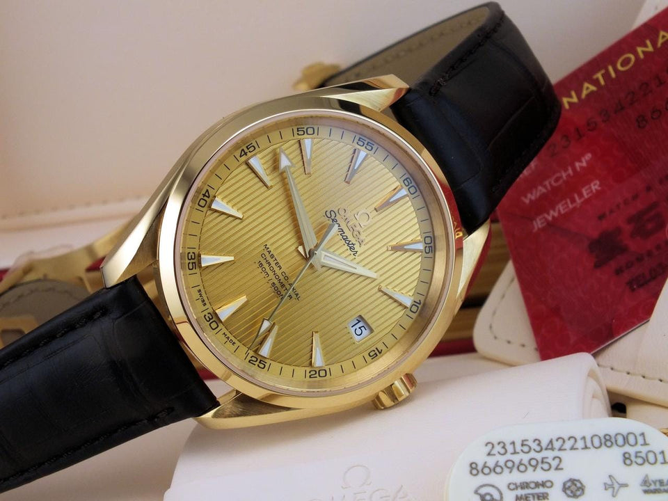 Omega Seamaster Aqua Terra Master Co-axial NOS Full GOLD 18 K + Buckle 18 K Full Set NOS