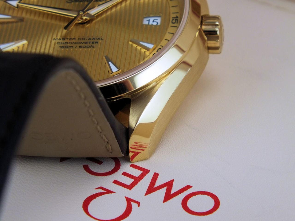 Omega Seamaster Aqua Terra Master Co-axial NOS Full GOLD 18 K + Buckle 18 K Full Set NOS