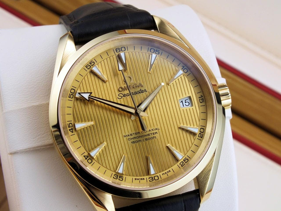 Omega Seamaster Aqua Terra Master Co-axial NOS Full GOLD 18 K + Buckle 18 K Full Set NOS