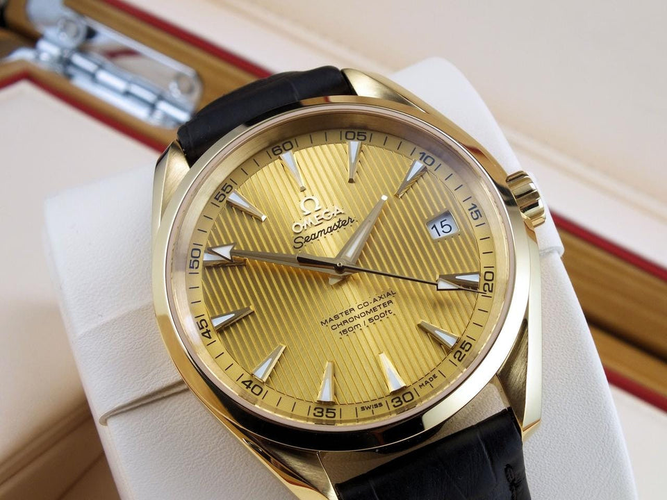 Omega Seamaster Aqua Terra Master Co-axial NOS Full GOLD 18 K + Buckle 18 K Full Set NOS
