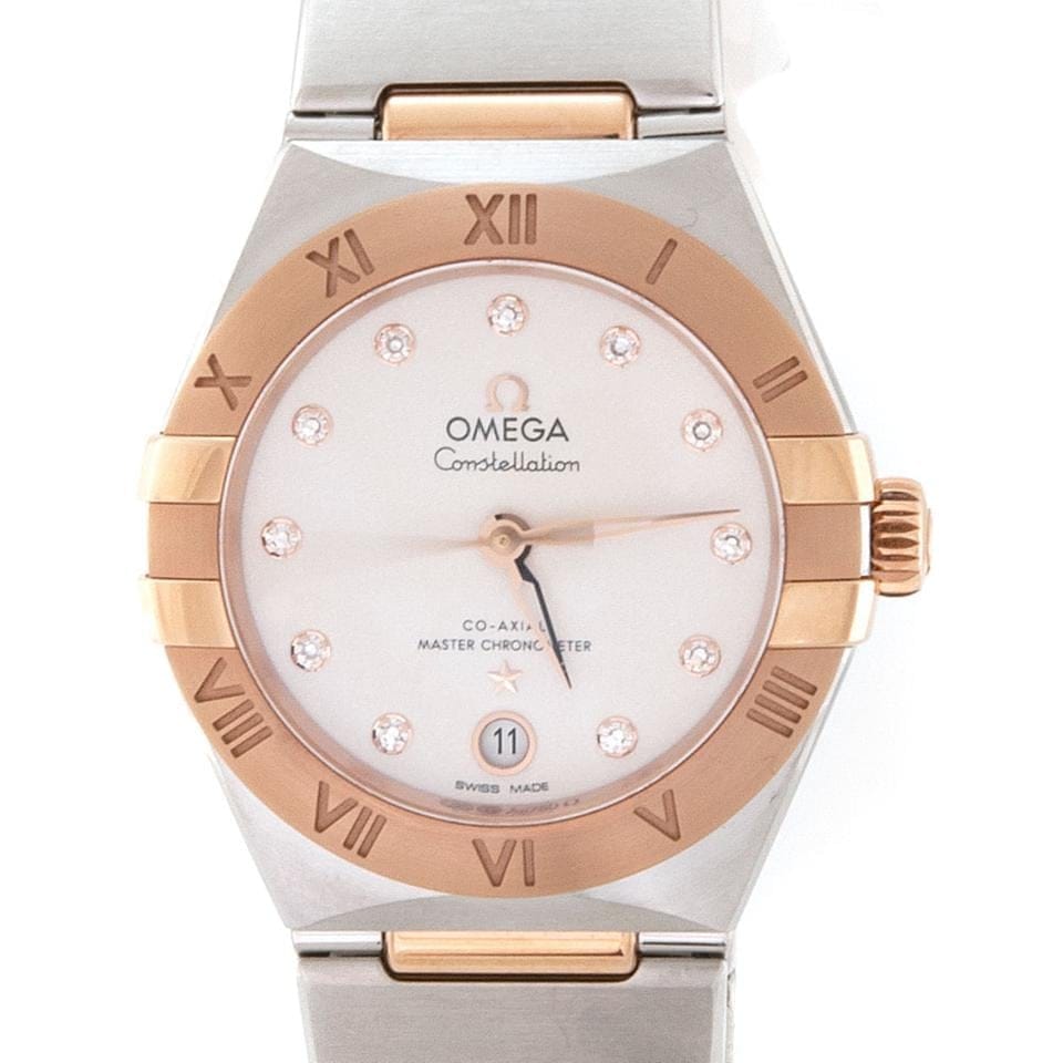 Omega Constellation Manhatten Co-Axial ø 29mm Stahl Roségold Silber Diamond B+P