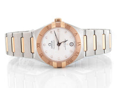 Omega Constellation Manhatten Co-Axial ø 29mm Stahl Roségold Silber Diamond B+P