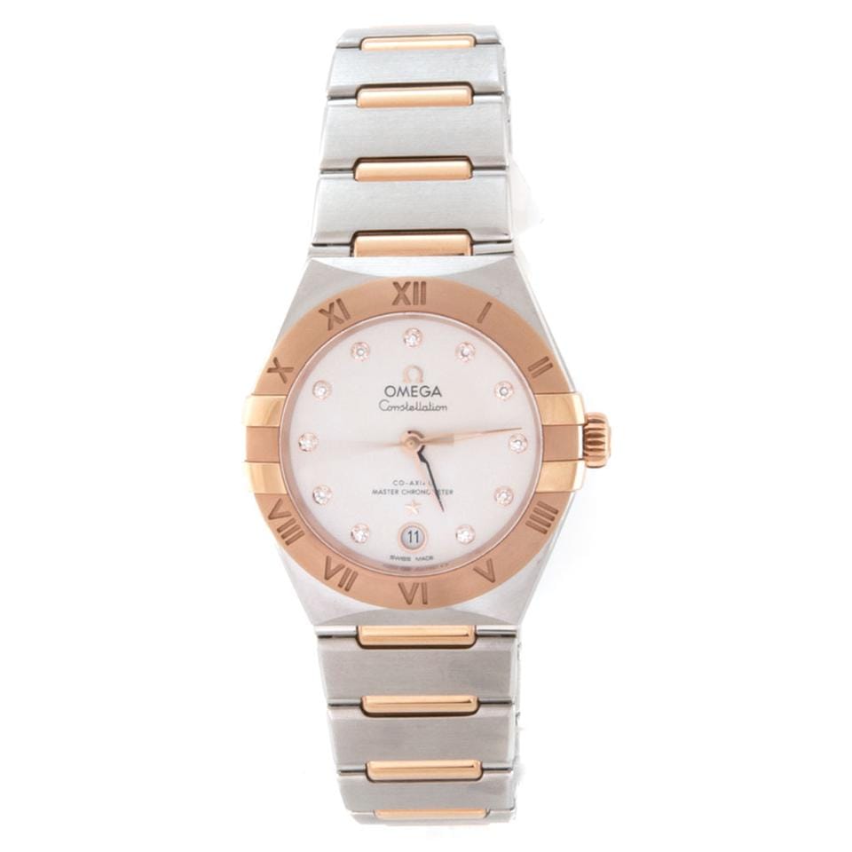 Omega Constellation Manhatten Co-Axial ø 29mm Stahl Roségold Silber Diamond B+P