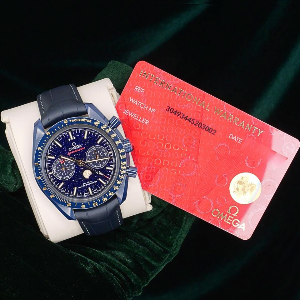 Omega Speedmaster Moonphase MINT COMPLETE SET Speedmaster Moonphase "Blue Side of the Moon" 304.93.44.52.03.002