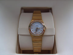 Omega Constellation Quartz Solid 18k Red Gold Factory diamond bezel/markers MOP dial