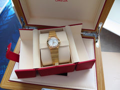Omega Constellation Quartz Solid 18k Red Gold Factory diamond bezel/markers MOP dial