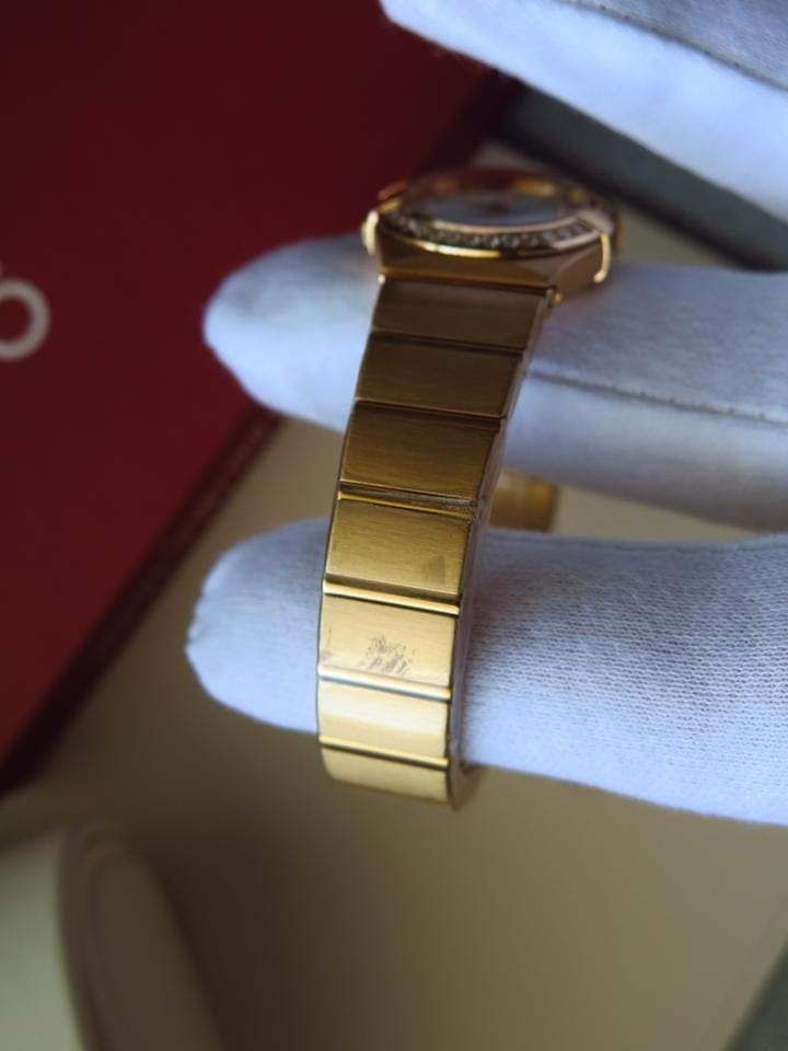 Omega Constellation Quartz Solid 18k Red Gold Factory diamond bezel/markers MOP dial
