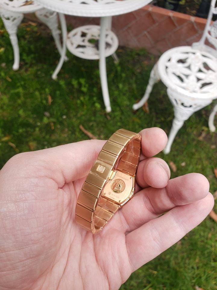 Omega Constellation Quartz Solid 18k Red Gold Factory diamond bezel/markers MOP dial