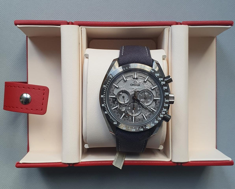 Omega Speedmaster Dark Side of the Moon (Grey Side of the Moon) (New) Purchased in Oct 2025 plus a New Wolf Watch Winder