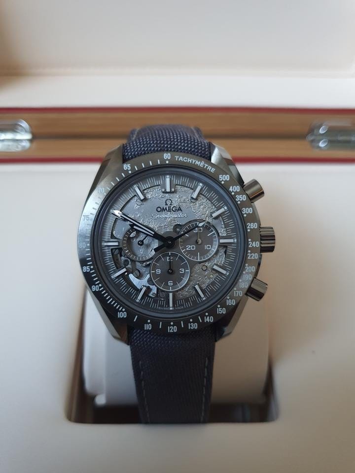 Omega Speedmaster Dark Side of the Moon (Grey Side of the Moon) (New) Purchased in Oct 2025 plus a New Wolf Watch Winder