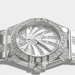 Omega Constellation Quartz White gold / 27 mm / Box&Papers / 123.55.27.60.55.012