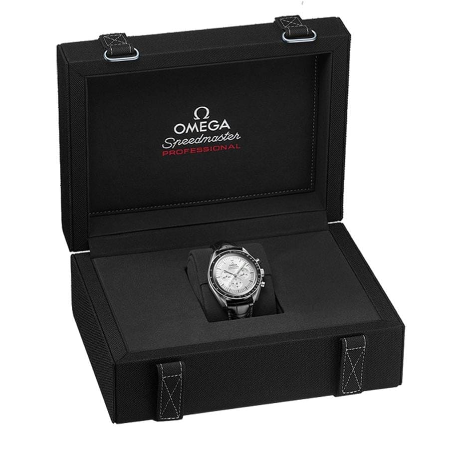 Omega Speedmaster Professional Moonwatch18k White Gold Silver Dial Watch 310.63.42.50.02.001 Complete Full Set