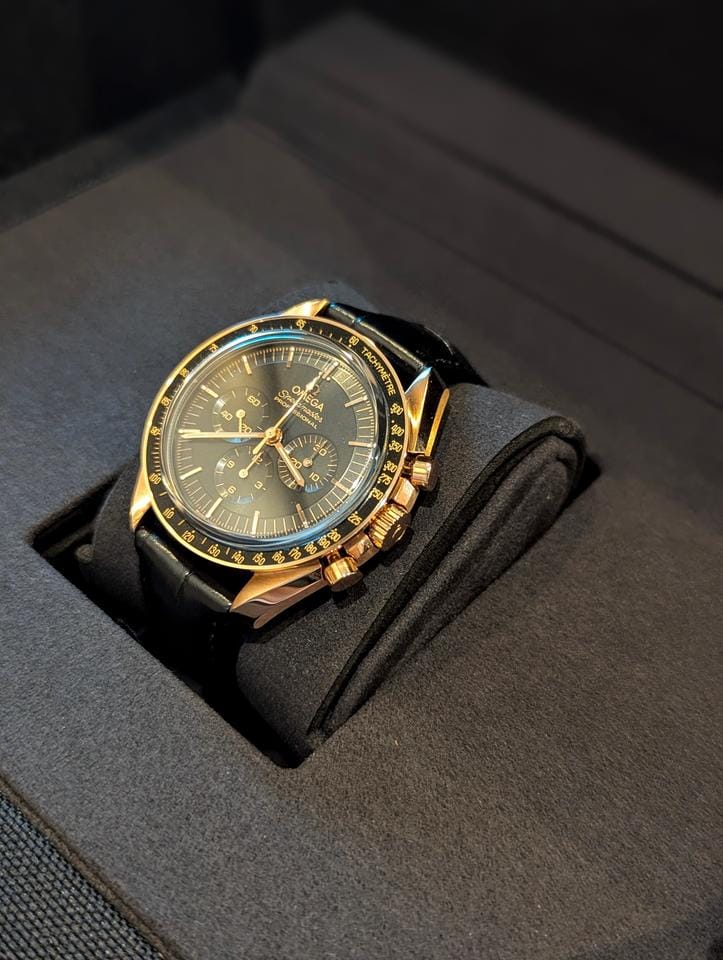 Omega Speedmaster Professional Moonwatch Co-Axial Master Chronometer 2025 42mm 18k Sedna Gold on leather strap
