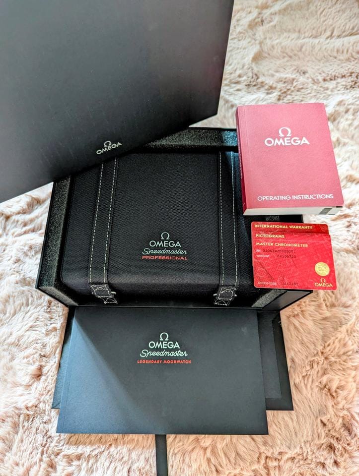 Omega Speedmaster Professional Moonwatch Co-Axial Master Chronometer 2025 42mm 18k Sedna Gold on leather strap