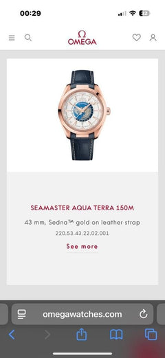 Omega Seamaster Aqua Terra150m Master Chronometer Gmt March 2025 new full box and warranty