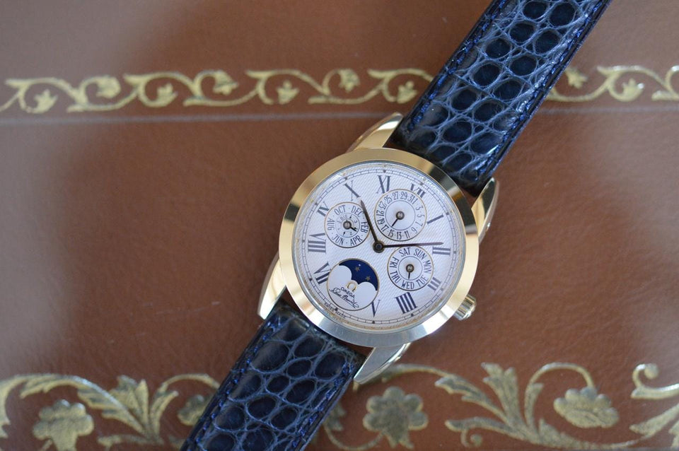 Omega Louis Brandt Perpetual Calendar Automatic 18 K Yellow Gold Full Set NOS