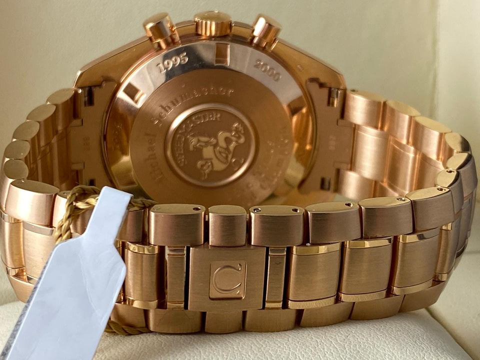 Omega Speedmaster Broad Arrow Michael Schumacher Rose Gold 3159.50.00 New Full Set