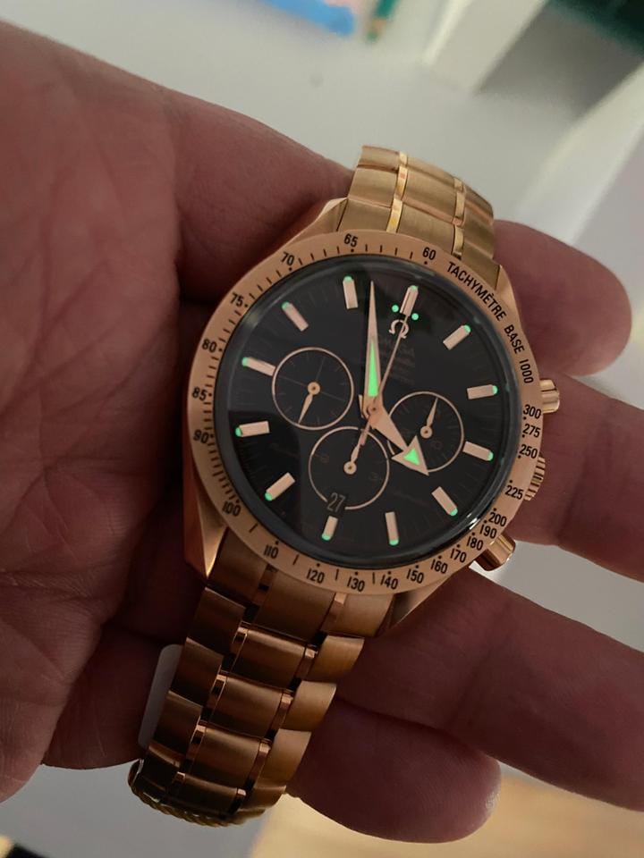 Omega Speedmaster Broad Arrow Michael Schumacher Rose Gold 3159.50.00 New Full Set