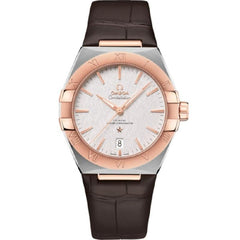 Omegaautomatic 39mm metal Alligator leather watch 131.23.39.20.02.001 BC