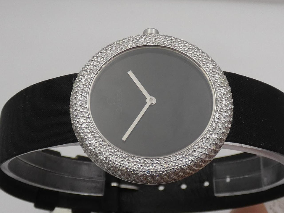 Omega Art Collection 18 KT White Gold 1.55ct FULL DIAMONDS N.O.S.BOX&PAPERS Year 1986