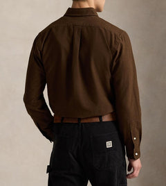 Polo Ralph Lauren  Men Brown Polo Bear Custom-Fit Oxford Shirt