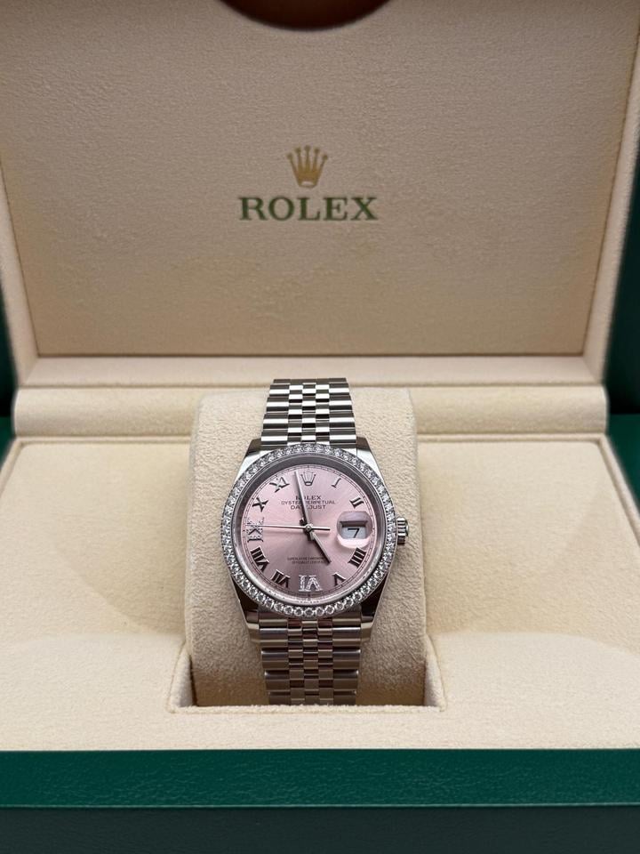 Rolex Datejust 36mm 126284 RBR Pink VIIX Roman Dial Diamonds Bezel Jubilee 126284 RBR Pink VIIX JUB