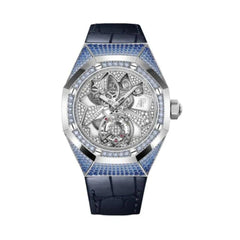 Audemars Piguet Royal Oak Flying Tourbillon WG Blue Saphhire Diamond Case Blue Alligator Leather Strap