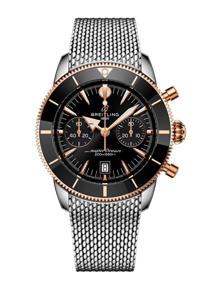 Breitling Superocean Heritage B01 Chronograph 42 - Edelstahl und 18-karätiges Rotgold - Schwarz Full Set Full Warranty
