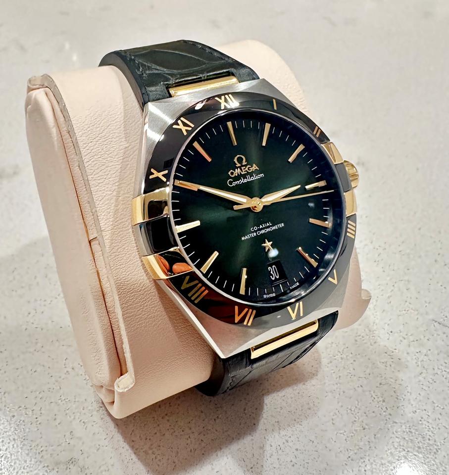 Omega Constellation18k Gold & Green Alligator - Co-Axial Master Chronometer