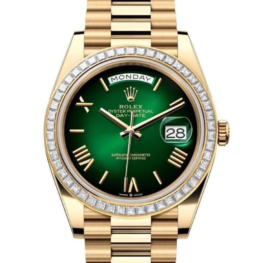Rolex | Day-Date | 228398TBR-0042 | 40 mm | Yellow gold | Green | Automatic