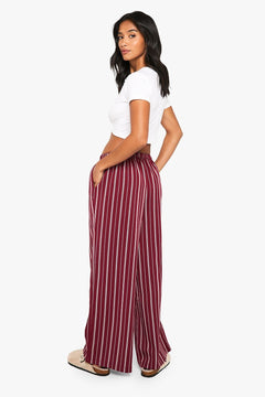 Petite Pinstripe Wide Leg Drawcord Waist Trousers