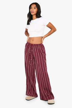 Petite Pinstripe Wide Leg Drawcord Waist Trousers