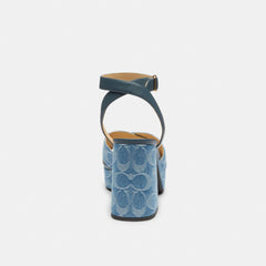 Block Heel Sandal In Signature Denim