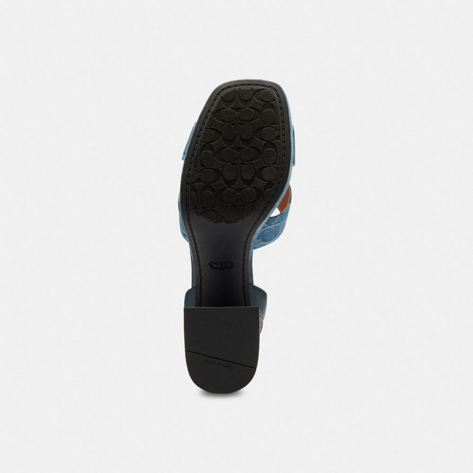 Block Heel Sandal In Signature Denim