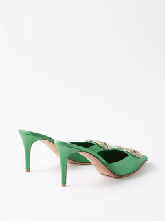 V-Logo Satin Mules