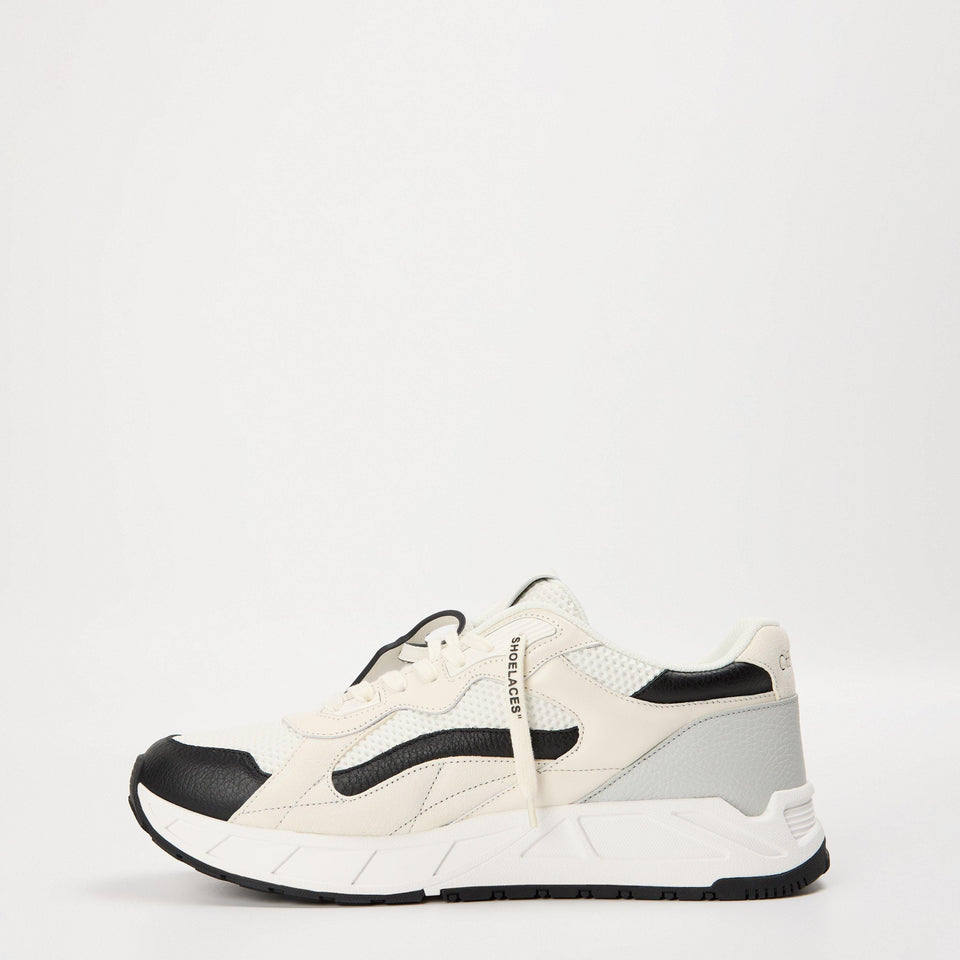 Kick- Panelled Chunky Leather Lace Up Low-Top Trainers