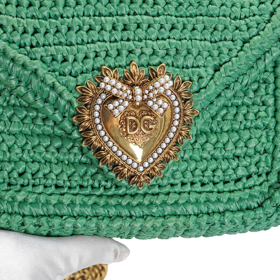 Dolce & Gabbana Green Raffia Crochet Bag