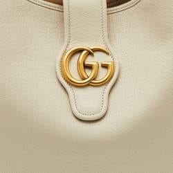 Gucci White Leather Double G Large Aphrodite Shoulder Bag