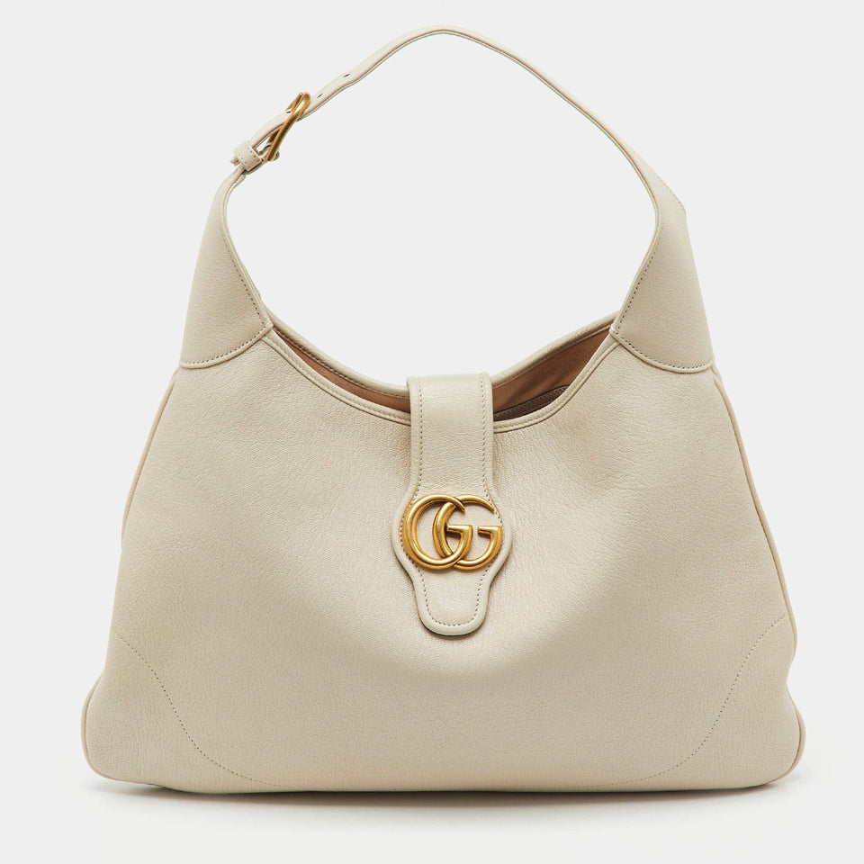 Gucci White Leather Double G Large Aphrodite Shoulder Bag