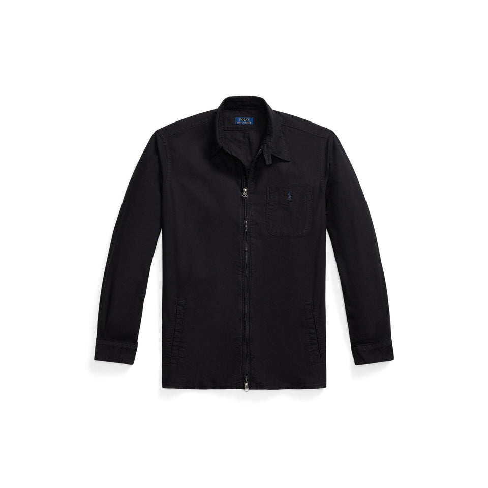 Garment Dye Cotton Long Sleeve Full Zip Overshirt