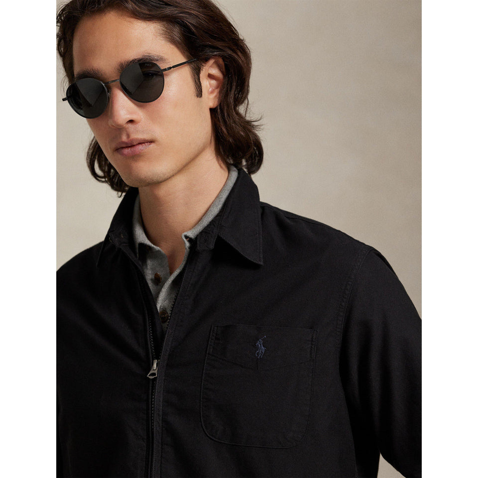 Garment Dye Cotton Long Sleeve Full Zip Overshirt