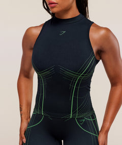 Gymshark Apex Seamless Tank - Heavy Blue/Active Green