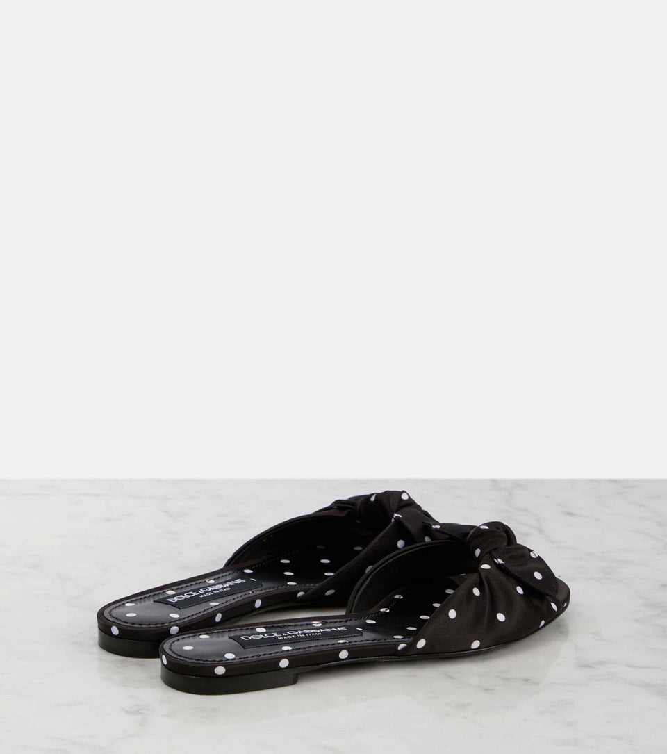 Dolce&Gabbana Polka-dot satin mules
